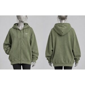 Nike Oversized Full Zip Hoodie Color Olive Green Full Zip Small DM6415-386 NWT